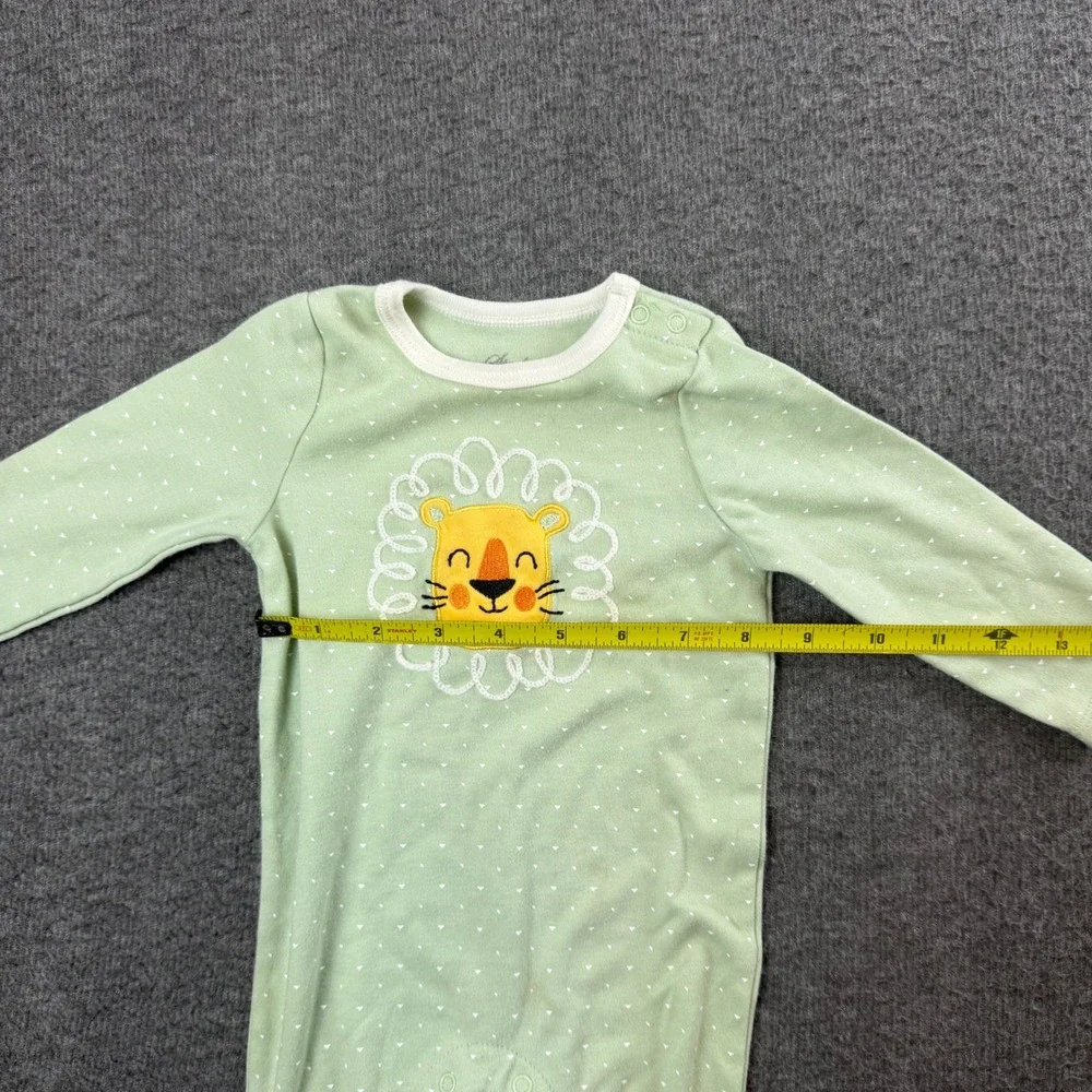 Sterling Baby Footed Sleeper Baby 9M Green Lion Embroidered Heart Print‎ Pajamas